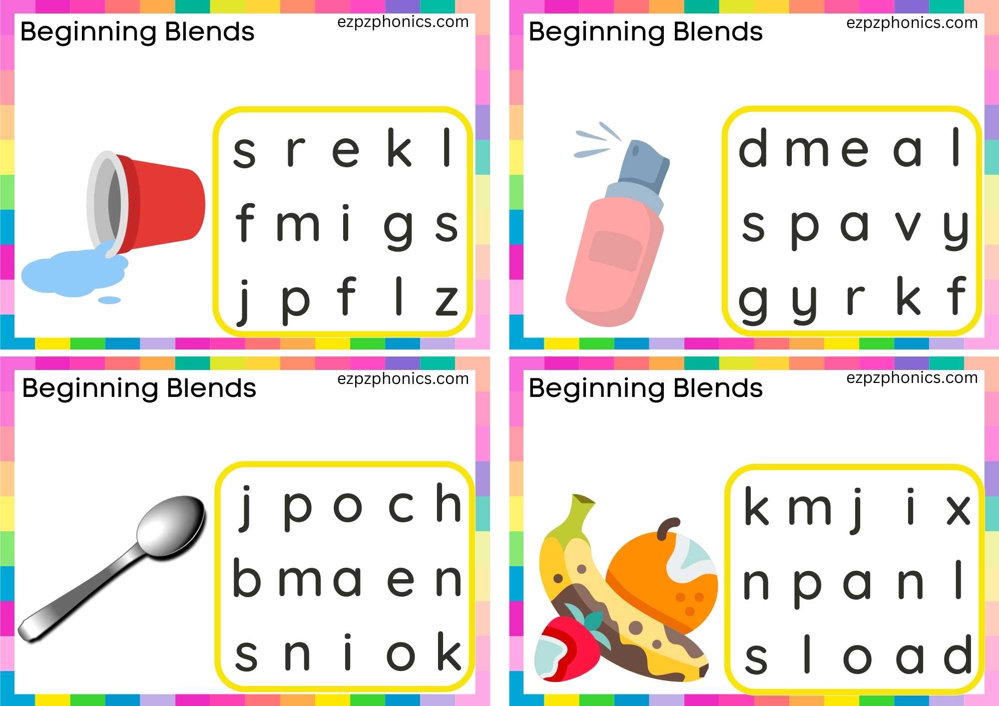 SP Beginning Blends Activity Circle The Correct Letters To Make The Words Set 1